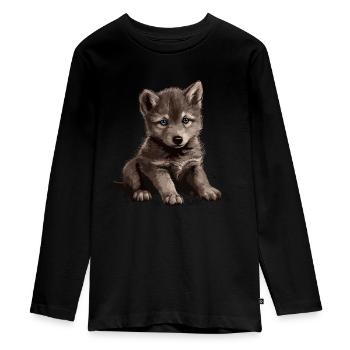 Wolf Scratch Marks Claws Wild Forest Animal Baby Wolf - Teenager Premium Organic Long Sleeve Shirt - black - Front - AI Model Kid Female (0cm)