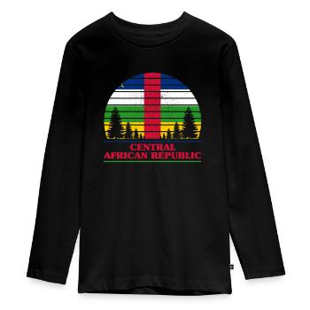 Central African Republic - Teenager Premium Organic Long Sleeve Shirt - black - Front - AI Model Kid Female (0cm)