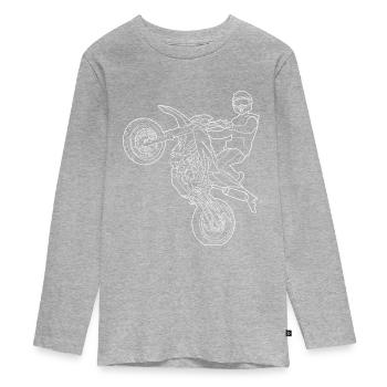 Supermoto / Supermotard / Supermoto Wheelie - Teenager Premium Bio Langarmshirt - Grau meliert - Vorne