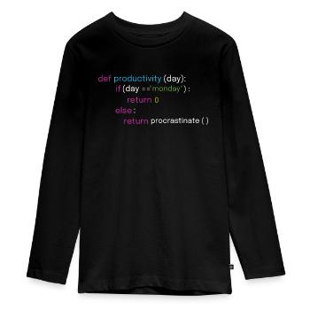 Fun assembly and coding design - Teenager Premium Organic Long Sleeve Shirt - black - Front - AI Model Kid Female (0cm)