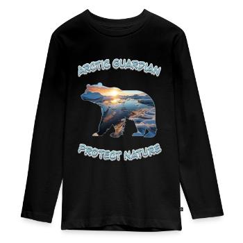 Arctic Guardian - Teenager Premium Organic Long Sleeve Shirt - black - Front - AI Model Kid Female (0cm)