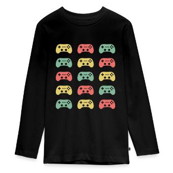 Joystick de jeu geek - T-shirt manches longues Premium Ado - noir - Devant - AI Model Kid Female (0cm)