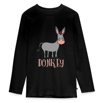 ÂNE LUNETTES DE SOLEIL DONKEY - T-shirt manches longues Premium Ado - noir - Devant - AI Model Kid Female (0cm)