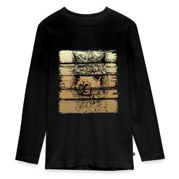 Alpaga alpaga - T-shirt manches longues Premium Ado - noir - Devant - AI Model Kid Female (0cm)
