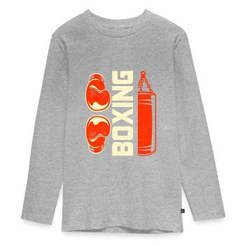 Boxing - Teenager Premium Organic Long Sleeve Shirt - heather grey - Front