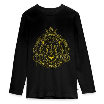 Harry Potter Lion Gryffondor - T-shirt manches longues Premium Ado - noir - Devant - AI Model Kid Female (0cm)