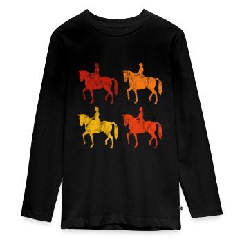 Dressur Dressurreiten Dressurreiter Reiten Pferd - Teenager Premium Bio Langarmshirt - Schwarz - Vorne - AI Model Kid Female (0cm)