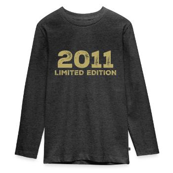 Geburtstagsgeschenk Jahrgang 2011 Jahrgang 2011 - Teenager Premium Bio Langarmshirt - Anthrazit meliert - Vorne - AI Model Kid Female (0cm)