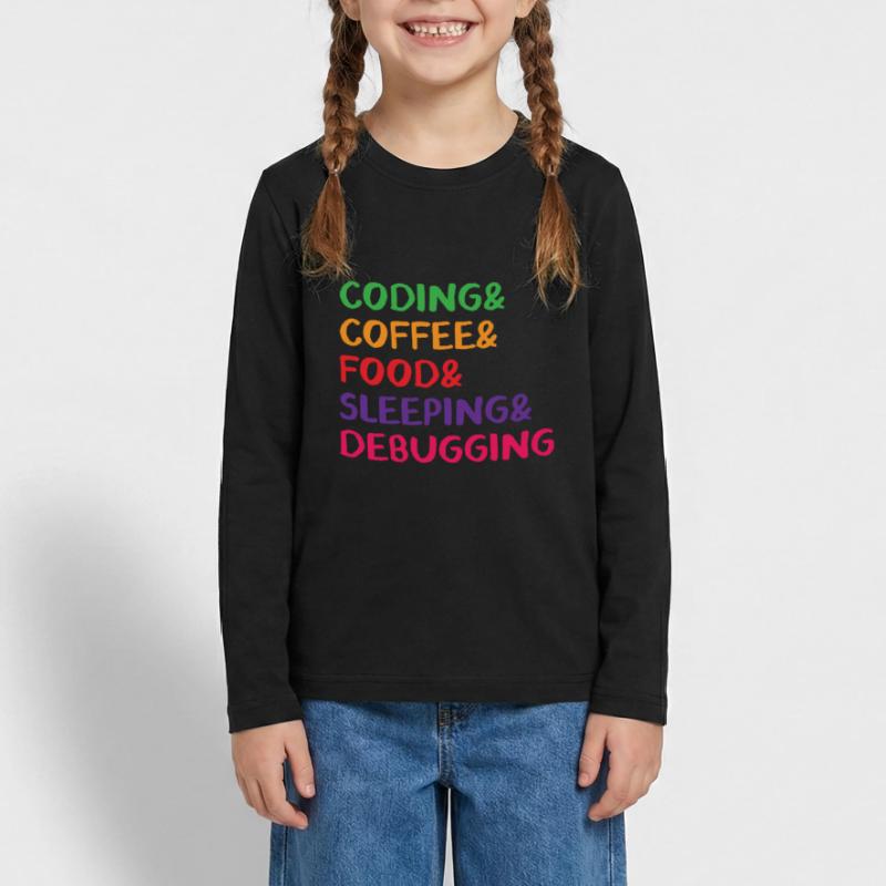 Coding Coffee Food Sleeping Debbuging Programmer C Teenager Premium Bio Langarmshirt