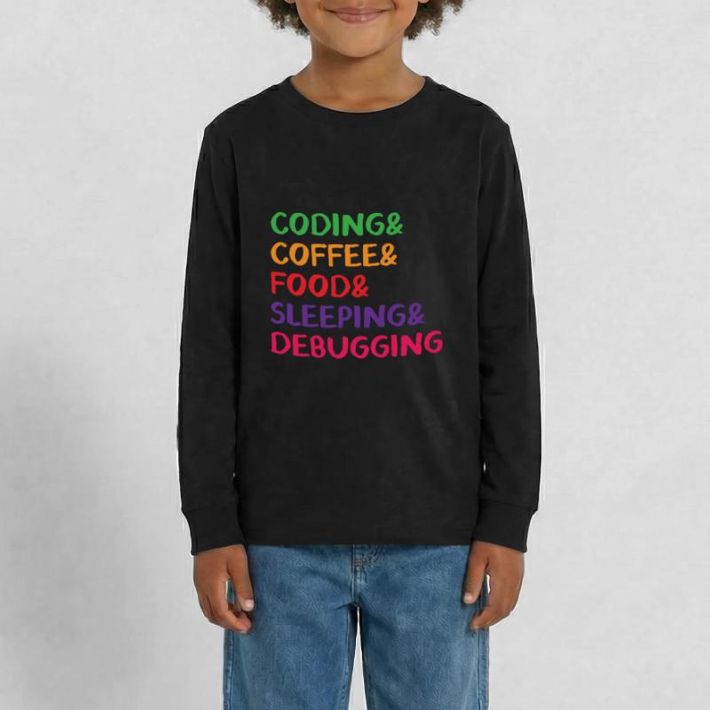 Coding Coffee Food Sleeping Debbuging Programmer C Teenager Premium Bio Langarmshirt