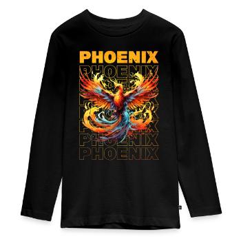 Phoenix Phoenix Fire Flames Mythologie des oiseaux - T-shirt manches longues Premium Ado - noir - Devant - AI Model Kid Female (0cm)