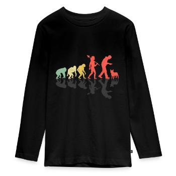 Evolution Bouledogue Français Frenchie Dog Lover Bulldo - T-shirt manches longues Premium Ado - noir - Devant - AI Model Kid Female (0cm)