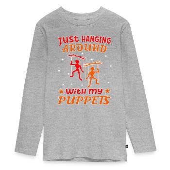 Puppeteers and marionettes for puppet shows - Teenager Premium Organic Long Sleeve Shirt - heather grey - Front
