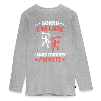 Puppeteers for puppetry and marionettes - Teenager Premium Organic Long Sleeve Shirt - heather grey - Front