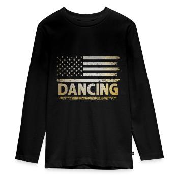 Usa Flag Dancing For Dancing Dancer Choreography - Teenager Premium Organic Long Sleeve Shirt - black - Front - AI Model Kid Female (0cm)