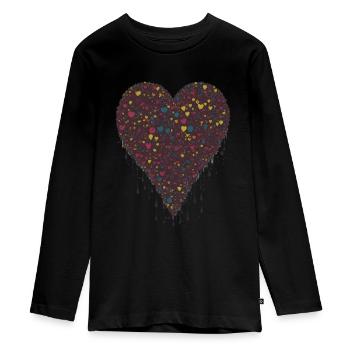 Liquide coeur chocolat dégoulinant - T-shirt manches longues Premium Ado - noir - Devant - AI Model Kid Female (0cm)