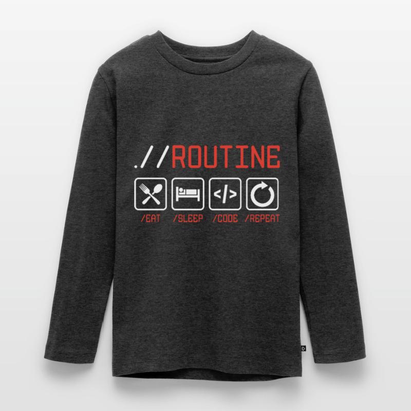Routine Eat Sleep Code Repeat Software Developer C Teenager Premium Bio Langarmshirt