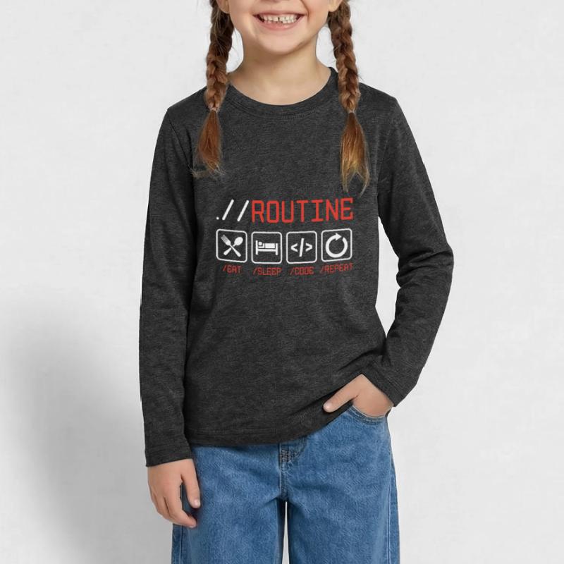 Routine Eat Sleep Code Repeat Software Developer C Teenager Premium Bio Langarmshirt