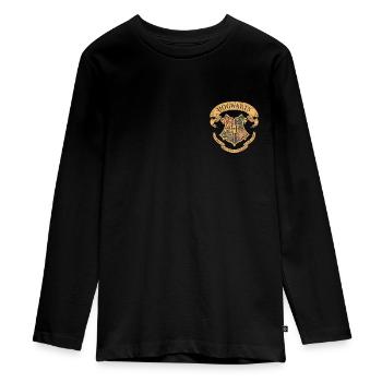 Harry Potter Hogwarts Coat of Arms small - Teenager Premium Organic Long Sleeve Shirt - black - Front - AI Model Kid Female (0cm)