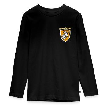Harry Potter Hufflepuff kleines Logo - Teenager Premium Bio Langarmshirt - Schwarz - Vorne - AI Model Kid Female (0cm)