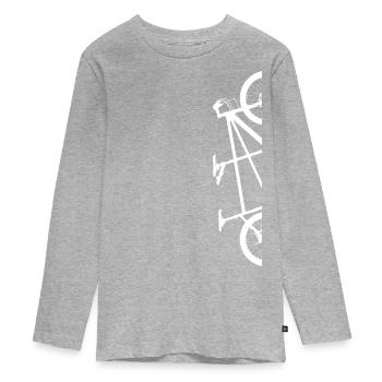 halbes Tandem - Teenager Premium Bio Langarmshirt - Grau meliert - Vorne