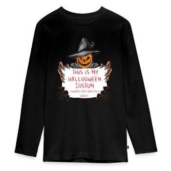 Halloween Kürbis - Teenager Premium Bio Langarmshirt - Schwarz - Vorne - AI Model Kid Female (0cm)