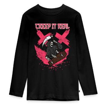 Creap It Real - Teenager Premium Organic Long Sleeve Shirt - black - Front - AI Model Kid Female (0cm)
