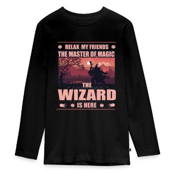 Wizard Spread de Okto - T-shirt manches longues Premium Ado - noir - Devant - AI Model Kid Female (0cm)