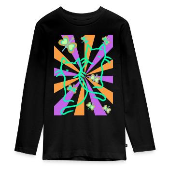 Kinder Mädchen Jungen Retro Katzen Katze - Teenager Premium Bio Langarmshirt - Schwarz - Vorne - AI Model Kid Female (0cm)