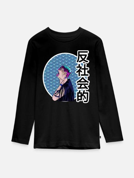 ASOZIAL - Teenager Premium Bio Langarmshirt - Schwarz