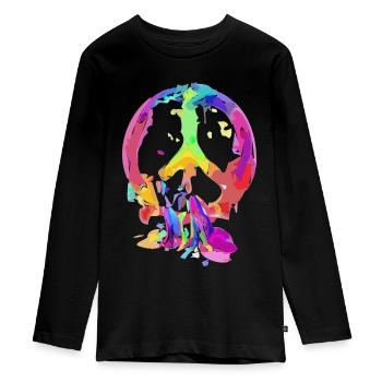 Peace Symbol - Teenager Premium Organic Long Sleeve Shirt - black - Front - AI Model Kid Female (0cm)