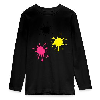 Kunst, Fleck, Paintball - Teenager Premium Bio Langarmshirt - Schwarz - Vorne - AI Model Kid Female (0cm)
