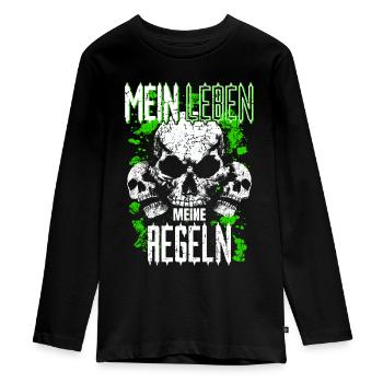 Mein Leben Meine Regeln - Teenager Premium Bio Langarmshirt - Schwarz - Vorne - AI Model Kid Female (0cm)