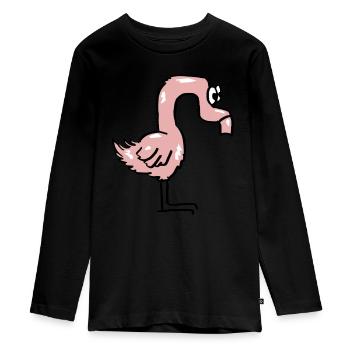 Lustiger rosa Flamingo - Teenager Premium Bio Langarmshirt - Schwarz - Vorne - AI Model Kid Female (0cm)