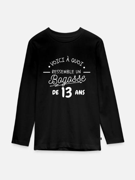 13-ÅRIG DRENG - Premium økologisk langærmet T-shirt til teenagere - sort