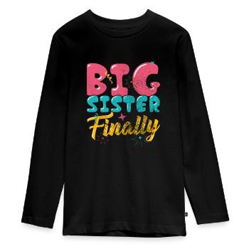 Pregnancy announcement - Teenager Premium Organic Long Sleeve Shirt - black - Front - AI Model Kid Female (0cm)