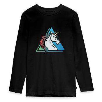 Charakteristisches Einhorn Geschenk Geburtstag - Teenager Premium Bio Langarmshirt - Schwarz - Vorne - AI Model Kid Female (0cm)