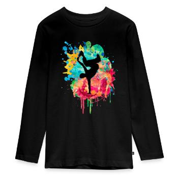 Breakdance Bboy Bgirl HipHop - Teenager Premium Organic Long Sleeve Shirt - black - Front - AI Model Kid Female (0cm)