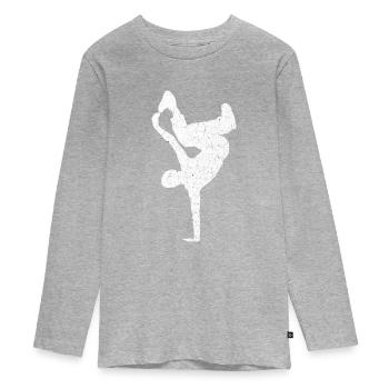 Breakdance Bboy Bgirl HipHop - Teenager Premium Bio Langarmshirt - Grau meliert - Vorne