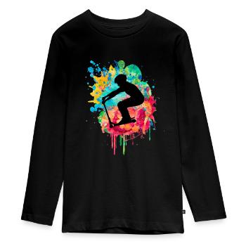Sportliches Stuntscooter Design - Teenager Premium Bio Langarmshirt - Schwarz - Vorne - AI Model Kid Female (0cm)