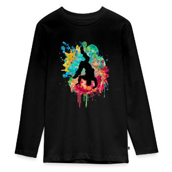 Breakdancer - PopArt Style - Teenager Premium Bio Langarmshirt - Schwarz - Vorne - AI Model Kid Female (0cm)