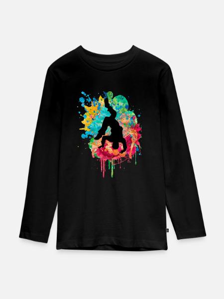Breakdancer - PopArt Style - Teenager Premium Bio Langarmshirt - Schwarz