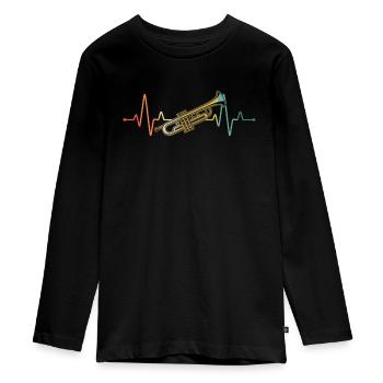 Trompete Trompetenspieler Trompeter - Teenager Premium Bio Langarmshirt - Schwarz - Vorne - AI Model Kid Female (0cm)
