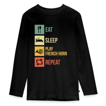 Waldhorn Waldhornspieler Waldhornist - Teenager Premium Bio Langarmshirt - Schwarz - Vorne - AI Model Kid Female (0cm)