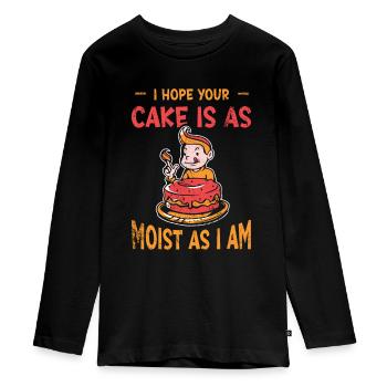 Ich Hoffe, Ihr Kuchen Ist So Feucht Wie Ich Für - Teenager Premium Bio Langarmshirt - Schwarz - Vorne - AI Model Kid Female (0cm)