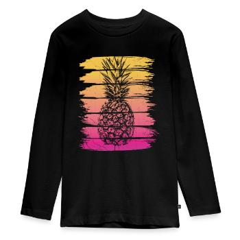 Ananas-retro-design Für Strandliebhaber Ananas - Teenager Premium Bio Langarmshirt - Schwarz - Vorne - AI Model Kid Female (0cm)
