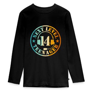 14. Geburtstag Junge - Teenager Premium Bio Langarmshirt - Schwarz - Vorne - AI Model Kid Female (0cm)