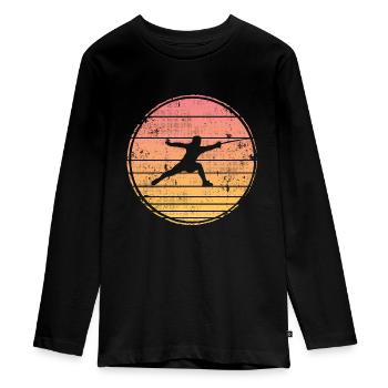 Fechter Fechtsport Fencing Fencer Fechten - Teenager Premium Organic Long Sleeve Shirt - black - Front - AI Model Kid Female (0cm)