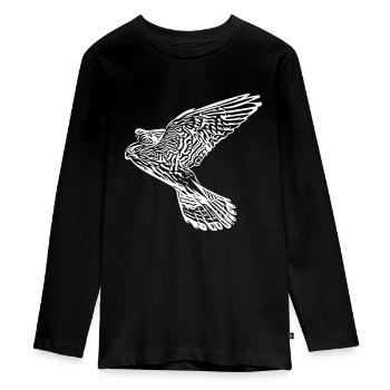 Falke - Teenager Premium Bio Langarmshirt - Schwarz - Vorne - AI Model Kid Female (0cm)