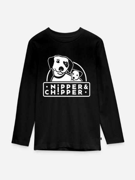Logotipo de Nipper & Chipper - Camiseta ecológica prémium de manga larga para adolescentes - negro